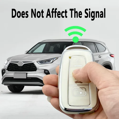 Miniatura 6 de Funda para Llavero Compatible con Toyota 2019-2023 Camry RAV4 Highlander Corolla 4Runner Avalon C-HR Prius (Blanco-Set Único)