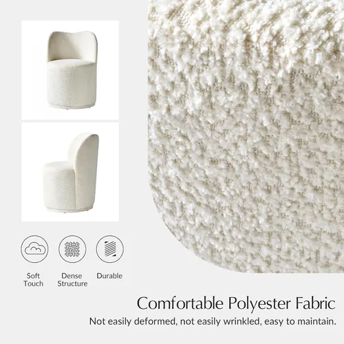 Miniatura 3 de HULALA HOME Boucle Silla de comedor giratoria – Sillas de cocina de barril tapizadas de sherpa con rotación de 360 grados, silla de tocador moderna