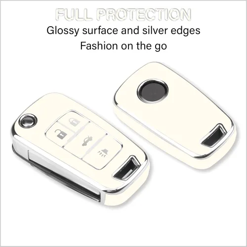 Miniatura 4 de QBUC Funda para Llavero de Chevy con Borde Cromado TPU Suave Compatible con Chevrolet Chevy Equinox Malibu Impala Cruze Sonic 2010-2019 de 4 Botones