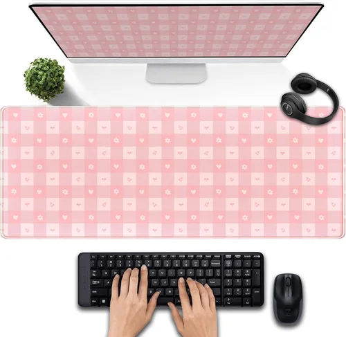 Miniatura 22 de Tapete de escritorio de bosque anime, lindo tapete de mouse verde, tapete de escritorio completo Kawaii estético XXL para juegos Mousemat XL