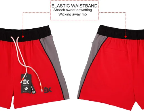 Miniatura 4 de BROKIG Pantalones cortos de gimnasio y culturismo de 5 pulgadas para hombre, pantalones cortos ligeros para correr y entrenar, cintura elástica