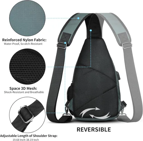 Miniatura 16 de AMJ Bolso bandolera para hombres y mujeres, mochila de hombro casual, mochila de pecho para senderismo y viajes