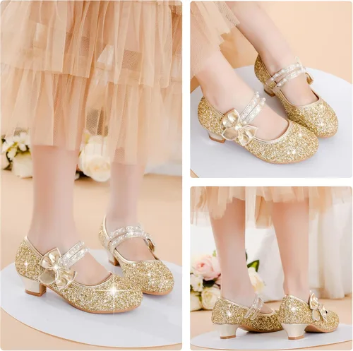 Miniatura 6 de Motasha Zapatos de vestir para niñas pequeñas, zapatos de princesa con purpurina Mary Jane para niñas, tacones bajos, fiesta, boda, para niños