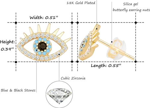 Miniatura 4 de Aretes tipo dormilona de oro de 18 quilates, delicados aretes de circonita cúbica con incrustaciones de microincrustaciones para mujer, hechos a