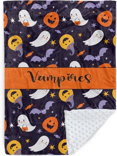 Miniatura 28 de Manta de bebé personalizada de Halloween, manta con nombre personalizado para niños pequeños, franela suave con respaldo de puntos de doble capa