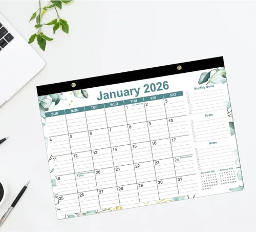Miniatura 4 de Calendario de escritorio 2026, calendarios de 12 meses de enero de 2026 a diciembre de 2026, calendario de escritorio 2026 con papel grueso, 17 x 12
