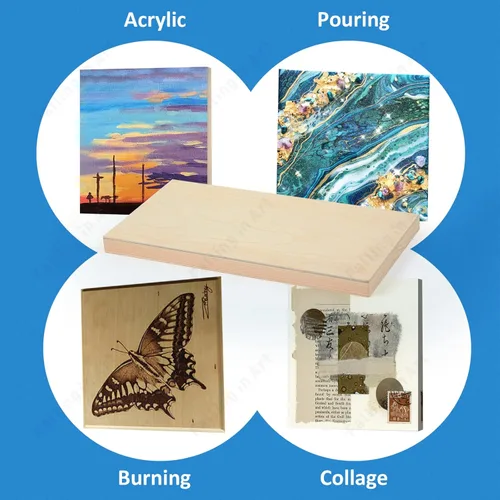 Miniatura 3 de Falling in Art Kit de paneles de madera de abedul sin terminar para pintura, lienzo de madera, paquete de 4 unidades de 6 x 12 pulgadas de estudio