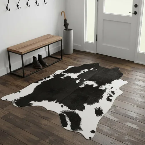Miniatura 2 de Alfombra de área con estampado de vaca, alfombra de piel de vaca sintética, moderna casa de campo occidental para sala de estar o dormitorio