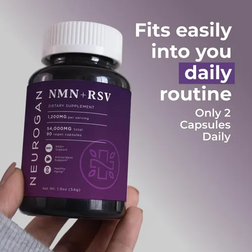 Miniatura 8 de Neurogan Cápsulas NMN + Resveratrol – Salud celular y apoyo energético – 1200 mg de mononucleótido de nicotinamida y trans-resveratrol por porción