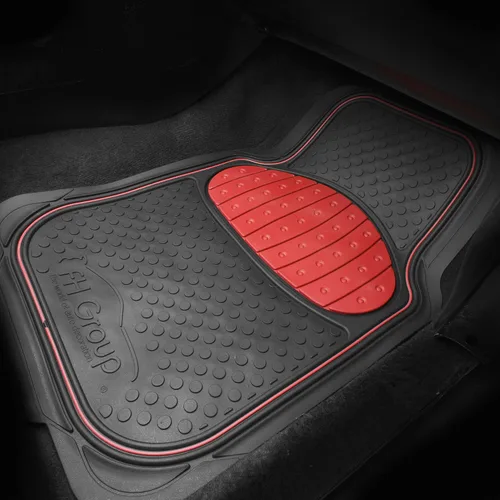 Miniatura 3 de FH Group Alfombrillas de piso para automóvil - Alfombrillas de goma resistentes para autos, juego completo universal, alfombrillas automotrices Rojo