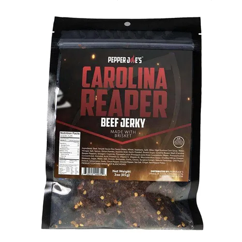 Miniatura 7 de Pepper Joe's Carolina Reaper Beef Jerky – Cecina de res picante peligrosamente deliciosa con pimienta más picante del mundo y cortes de pechuga