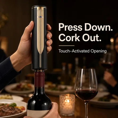 Miniatura 7 de Abridor eléctrico de botellas de vino con base de carga y cortador de papel de aluminio integrado, sacacorchos automático inteligente activado por