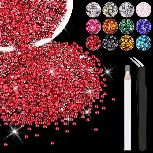 Miniatura 54 de 12000 diamantes de imitación de resina de 0.079 pulgadas a granel para manualidades (transparente), cristales deslumbrantes con parte trasera plana