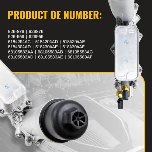 Miniatura 5 de Enfriador de aceite de motor de aluminio y carcasa del filtro de aceite Apto para Chrysler 200 300, Jeep Grand Cherokee Wrangler, Ram 1500