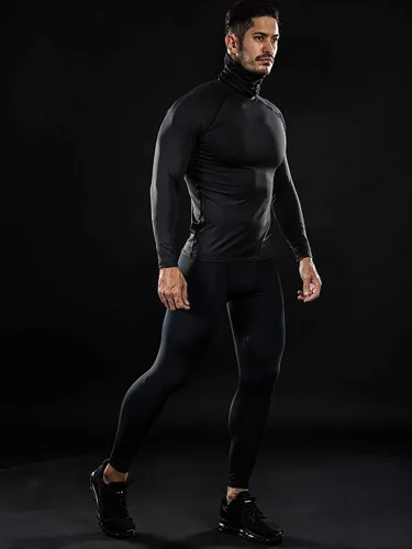 Miniatura 6 de DRSKIN 2 or 1 Pack Men's MASK Turtleneck Compression Shirts Top Long Sleeve Sports Baselayer Running Thermal Athletic Workout