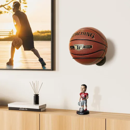 Miniatura 2 de PUERSI Soporte de Pelota para Montaje en Pared Soporte de Exhibición y Almacenamiento para Baloncesto Fútbol Americano Fútbol Soccer Voleibol