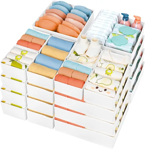 Miniatura 33 de DIMJ Organizador de cajones para ropa, paquete de 6 unidades, organizadores plegables para bebé, organizador de almacenamiento y cómoda