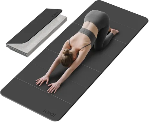 Miniatura 9 de Esterilla de yoga plegable extra grande de 74 x 31.5 pulgadas, 0.315 pulgadas, de doble cara, antideslizante, ligera, para hombre y mujer, portátil