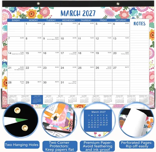 Miniatura 5 de Calendario de escritorio 2026-2027 - julio de 2026 a diciembre de 2027, calendario de escritorio grande de 17 x 12 pulgadas, calendario de 18 meses