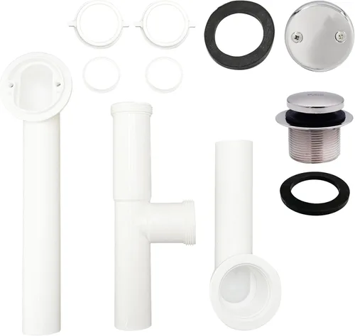 Miniatura 2 de Westbrass 593244-26 Kit de drenaje de residuos de baño con punta tubular blanca de 1-1/2 pulgadas, cromo pulido