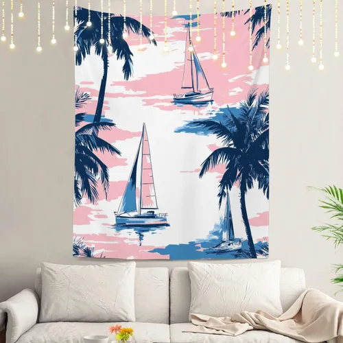 Miniatura 73 de Shrahala Beach Vacation Seaside Relaxation Tapestry, Nautical Summer Getaway Wall Hanging Hd Print Polyester Backdrop For Dorm Room Bedroom 30 X 40