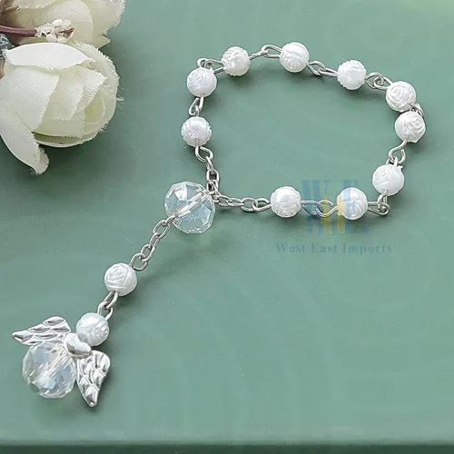 Miniatura 4 de Recuerditos de bautismo, 12 unidades, mini rosarios de ángel, bautizo, primera comunión, recuerditos, bautizo, regalo para invitados con bolsas
