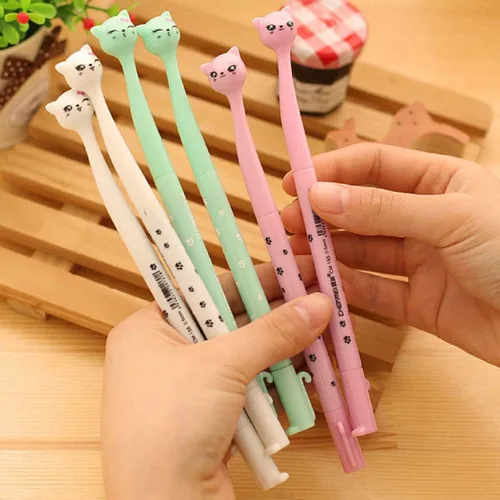 Miniatura 3 de Kawai - Bolígrafos de gel para gatos, a la moda, lindos y coloridos, divertidos, tinta de gel, bolígrafos de punta redonda para gatos coreanos