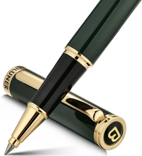 Miniatura 16 de BEILUNER - Bolígrafo de lujo con bola de rodillo, impresionante diseño de cromo plateado con acabado en oro de 24 quilates, diseños nobles y cromo