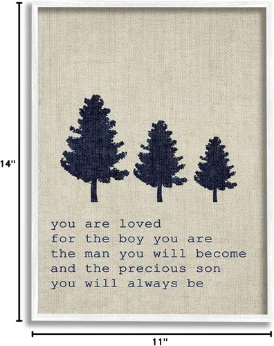 Miniatura 10 de Stupell Industries You are Loved Trees, Design by Daphne Polselli - Arte de pared enmarcado en blanco, 11 x 14, marrón