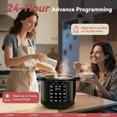 Miniatura 7 de CARORI Olla a presión eléctrica 9 en 1 de 6 cuartos, olla interior de acero inoxidable, cocina multifunción programable de 12 con diseño