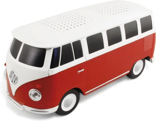BRISA Colección VW - Caja inalámbrica con altavoz Bluetooth portátil Volkswagen con batería recargable T1 autobús autocaravana (escala: 1:20/bus Rojo