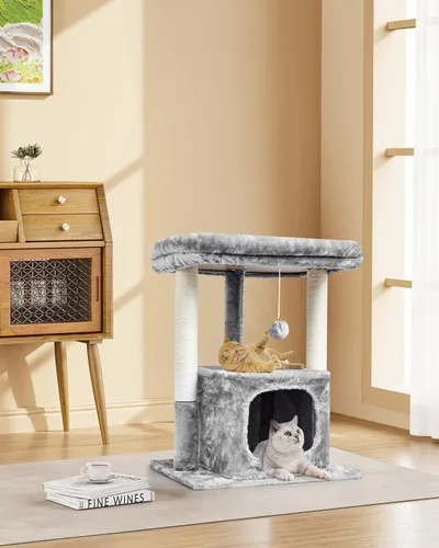 Miniatura 2 de SYANDLVY Árbol para Gatos de Interior para Gatos Adultos Grandes, Torre de Actividad Moderna con Postes Rascadores, Condominio con Percha de Felpa