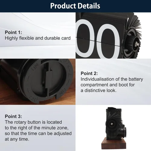 Miniatura 3 de Reloj de escritorio abatible, reloj digital retro de mesa abatible, decoración moderna de mediados de siglo, funciona con pilas, funciona
