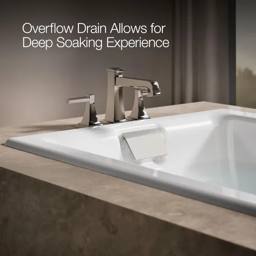 Miniatura 5 de Kohler 855-0 Tea-for-Two 66" x 36" bañera empotrada, Blanco