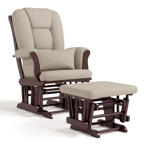 Miniatura 15 de Storkcraft Tuscany - Mecedora y otomana personalizada con almohada lumbar gratis (remolino blanco y gris pizarra) – Silla mecedora cómoda tapizada