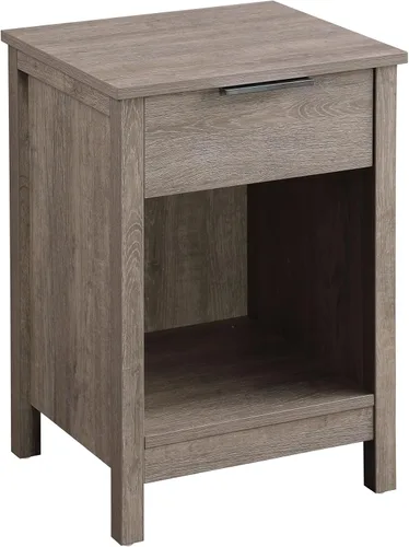 Miniatura 11 de Mesita de noche con estación de carga, mesita de noche con 2 cajones, mesa auxiliar de madera con cajón y estante de apertura, mesa auxiliar