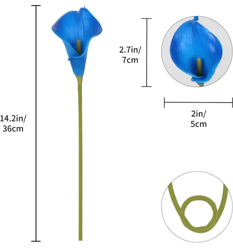 Miniatura 2 de IPOPU 24 flores falsas azules, flores de seda de tacto real para ramos de boda, centros de mesa, despedida de soltera, fiesta, hogar, arreglos