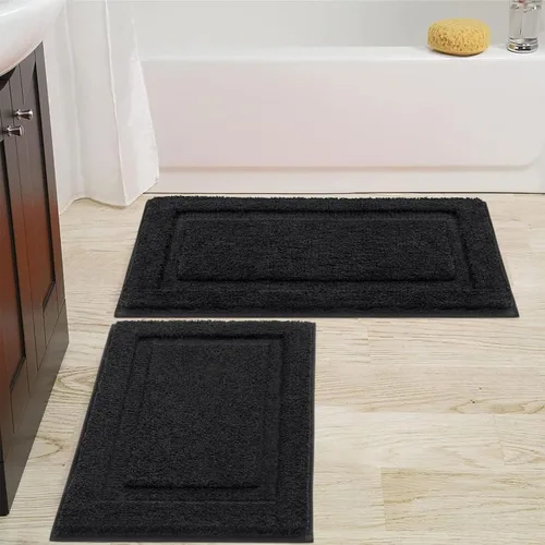 Miniatura 36 de SHACOS Juego de alfombras pequeñas de baño de 2 piezas con tapetes de baño en forma de U, tapetes de inodoro de 16x24 + 20x24 pulgadas, tapetes