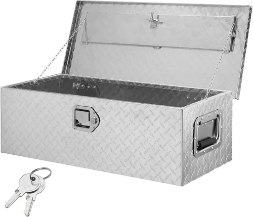 Miniatura 14 de VEVOR Caja de Herramientas de Aluminio Resistente para Cama de Camión, Caja de Herramientas con Placa Estriada con Mango Lateral y Llaves