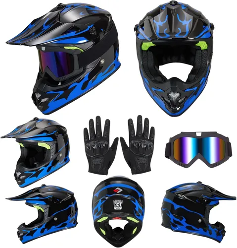Miniatura 2 de Casco de Bicicleta de Tierra para Jóvenes Niños para Niños y Niñas, F001 Casco de Motocicleta de Cara Completa para Todoterreno ATV Conducción