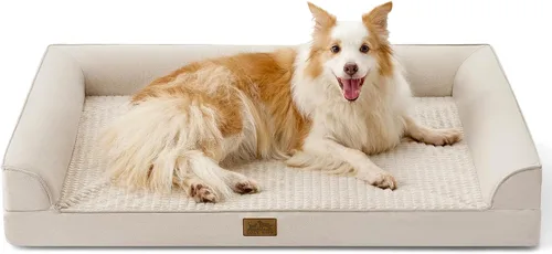 Miniatura 25 de COZY KISS Camas ortopédicas para perros de tamaño grande, sofá XL para mascotas con forro impermeable, sofá de espuma para mascotas de hasta 100 Gris