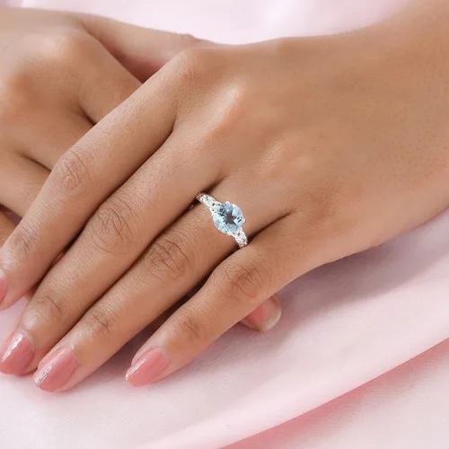 Miniatura 2 de Compra hermosos anillos de compromiso LC para mujer, piedra de topacio azul, plata de ley 925, piedra natal de amor, Metal, Topacio