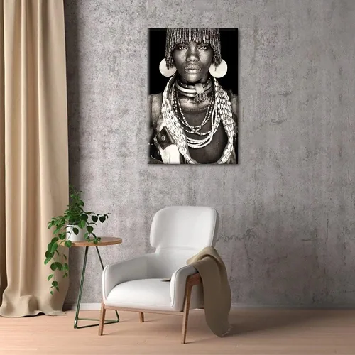 Miniatura 4 de Decoraciones de sala de estar, cuadro de mujer africana negra, pintura de retrato de mujer sobre lienzo, obra de arte moderna, decoración del hogar