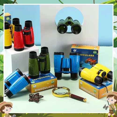 Miniatura 6 de Leyndo 24 prismáticos para niños con cuerda para el cuello, varios colores, novedosos binoculares de juguete para niños, suministros de fiesta