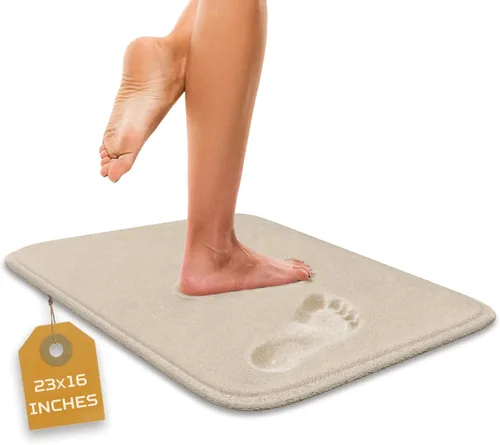Miniatura 27 de Alfombra de baño de lujo – 1 pieza de alfombrilla de baño de espuma viscoelástica, antideslizante y ultrasuave, altamente absorbente, fácil