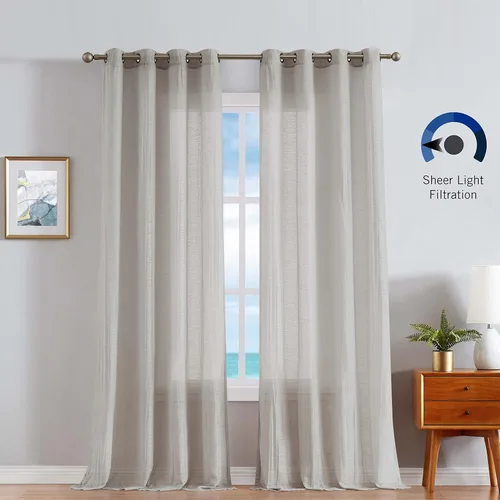Miniatura 4 de Nautica - Cordelia - Cortina transparente aplastada Cortinas para ventana Cortinas ligeras Juego de 2 paneles Transparente Cabecera