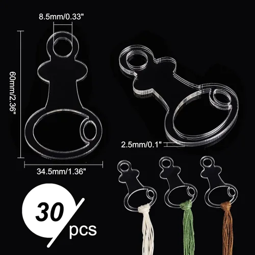 Miniatura 5 de PH PandaHall 30 bobinas de hilo acrílico transparente, hilo de bordar, forma de llave, bobinas de punto de cruz, bobinas de hilo de coser