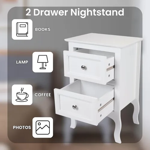 Miniatura 9 de Karl home Juego de 2 mesitas de noche marrones para dormitorio, mesita de noche pequeña vintage con cajones, mesa auxiliar de estilo granja, mesas