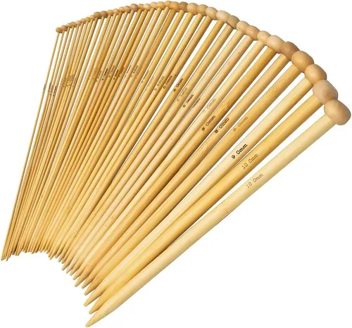 Agujas de tejer de bambú, agujas de tejer carbonizadas de un solo punto, 18 tamaños, 0.08 pulgadas y 0.39 pulgadas, uso para bricolaje creativo