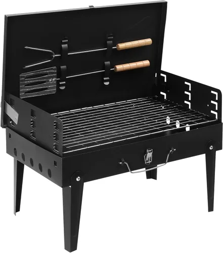 Miniatura 12 de Ochine Parrilla de carbón portátil, parrilla de carbón para barbacoa, parrilla plegable de acero inoxidable y ahumador, parrilla de barbacoa